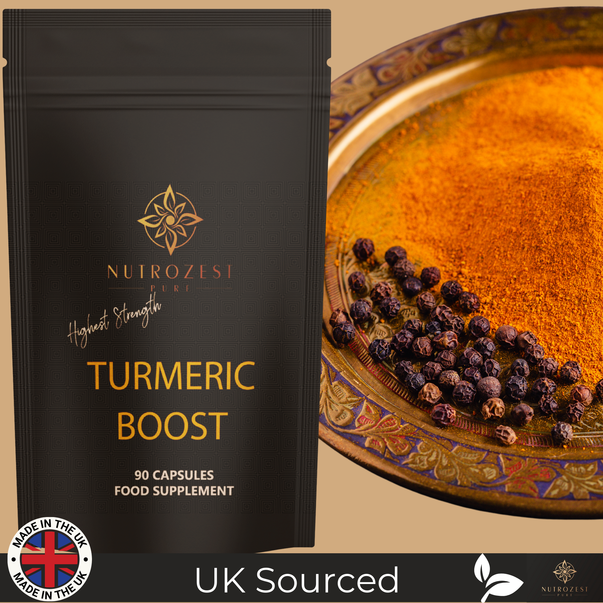 Turmeric Curcumin BOOST EXTREME Super High Strength & Black Pepper Capsules Vegan